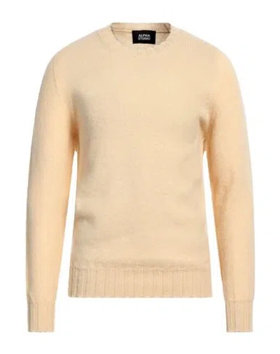 Alpha Studio Man Sweater Beige Size 46 Wool