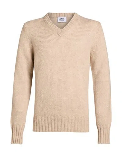Alpha Studio Man Sweater Beige Size 46 Wool, Polyamide, Alpaca Wool In Neutral