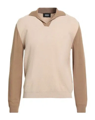 Alpha Studio Man Sweater Beige Size 48 Merino Wool, Alpaca Wool, Polyamide