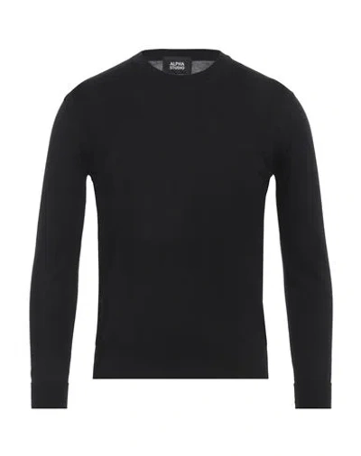 Alpha Studio Man Sweater Black Size 36 Merino Wool