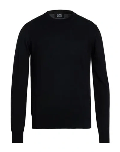 Alpha Studio Man Sweater Black Size 38 Merino Wool