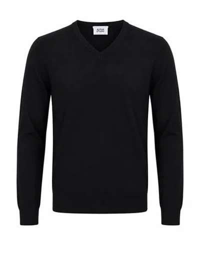 Alpha Studio Man Sweater Black Size 38 Merino Wool
