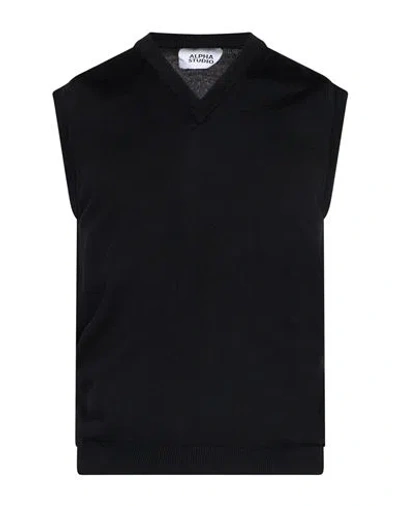 Alpha Studio Man Sweater Black Size 38 Merino Wool