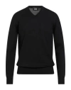 Alpha Studio Man Sweater Midnight Blue Size 38 Geelong Wool In Black