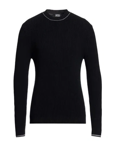 Alpha Studio Man Sweater Black Size 40 Merino Wool