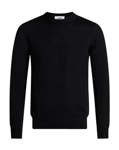 Alpha Studio Man Sweater Black Size 40 Merino Wool