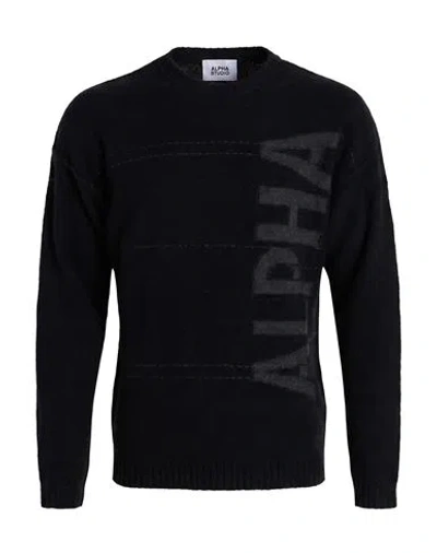 Alpha Studio Man Sweater Black Size 40 Wool, Polyamide In Multi