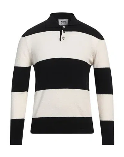 Alpha Studio Man Sweater Black Size 42 Cotton, Polyamide, Elastane