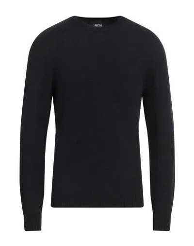 Alpha Studio Man Sweater Black Size 42 Wool In Black