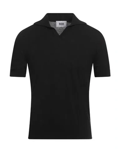 Alpha Studio Man Sweater Black Size 46 Cotton In Black