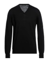 Alpha Studio Man Sweater Black Size 44 Merino Wool In Black
