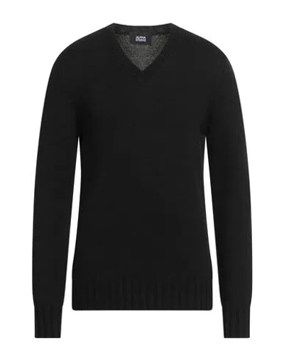 Alpha Studio Man Sweater Black Size 46 Wool, Viscose, Polyamide, Cashmere