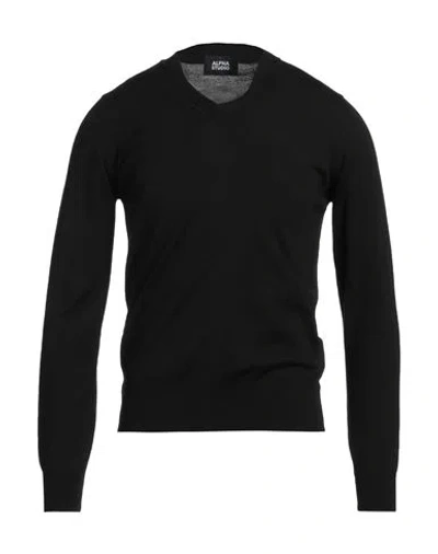 Alpha Studio Man Sweater Black Size 48 Merino Wool