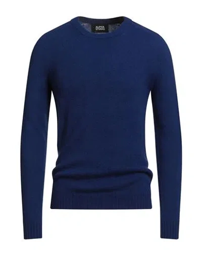 Alpha Studio Man Sweater Blue Size 36 Geelong Wool