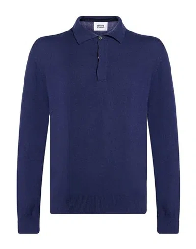 Alpha Studio Man Sweater Blue Size 38 Geelong Wool