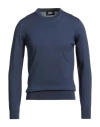 Alpha Studio Man Sweater Blue Size 40 Merino Wool In Blue
