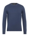 Alpha Studio Man Sweater Blue Size 40 Merino Wool