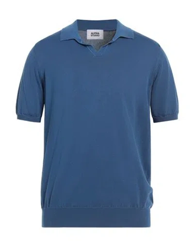 Alpha Studio Man Sweater Blue Size 42 Cotton