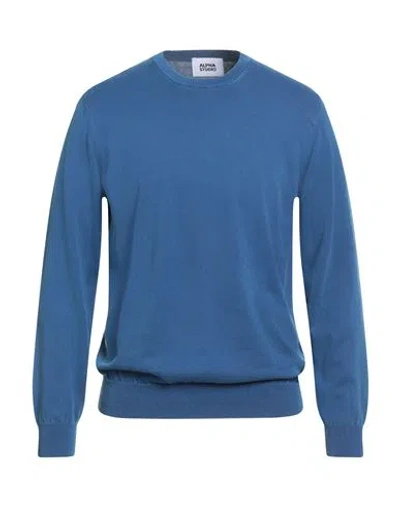 Alpha Studio Man Sweater Blue Size 42 Cotton