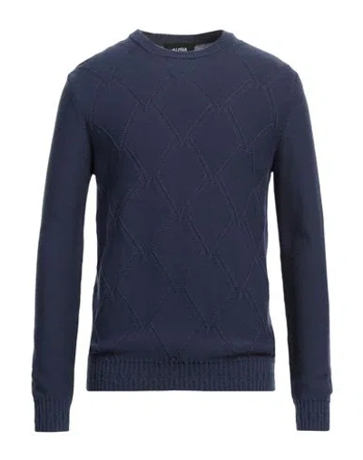 Alpha Studio Man Sweater Blue Size 46 Wool