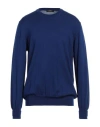 Alpha Studio Man Sweater Bright Blue Size 44 Merino Wool