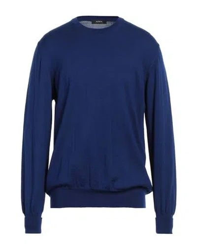 Alpha Studio Man Sweater Bright Blue Size 44 Merino Wool In Blue