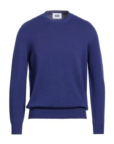 Alpha Studio Man Sweater Bright Blue Size 46 Cotton