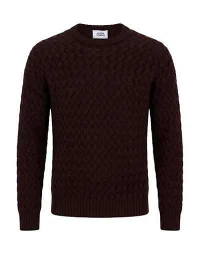 Alpha Studio Man Sweater Brown Size 40 Merino Wool In Nude