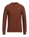 Alpha Studio Man Sweater Brown Size 42 Wool In Brown