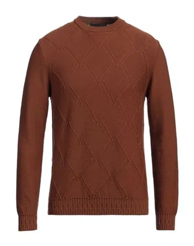 Alpha Studio Man Sweater Brown Size 42 Wool