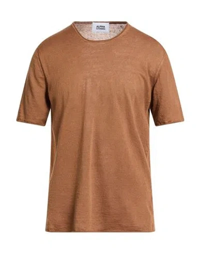 Alpha Studio Man Sweater Brown Size 42 Linen, Cotton