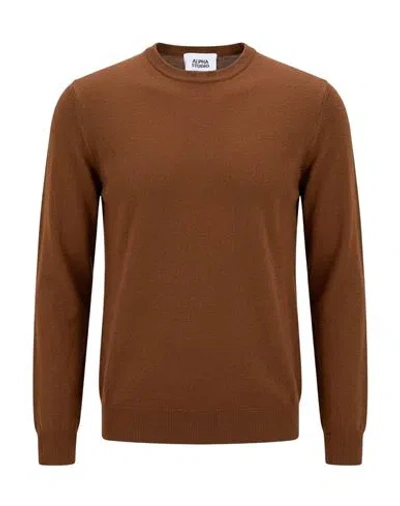 Alpha Studio Man Sweater Brown Size 42 Merino Wool