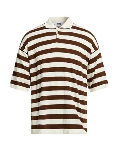 Alpha Studio Man Sweater Brown Size 48 Cotton In Multi