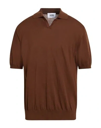 Alpha Studio Man Sweater Brown Size 50 Cotton