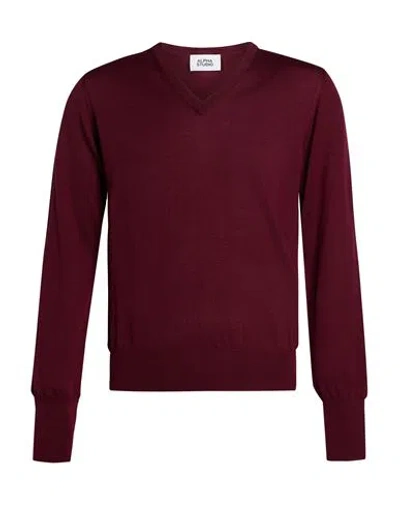 Alpha Studio Man Sweater Burgundy Size 38 Merino Wool