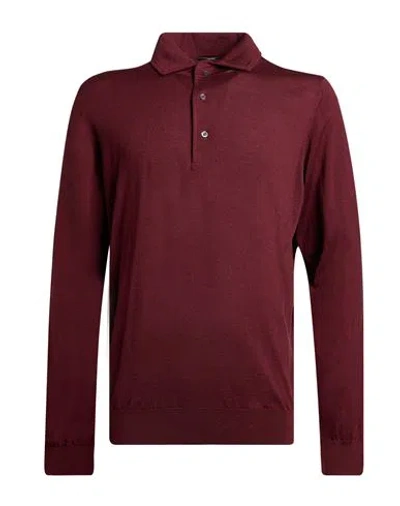 Alpha Studio Man Sweater Burgundy Size 40 Merino Wool In Red