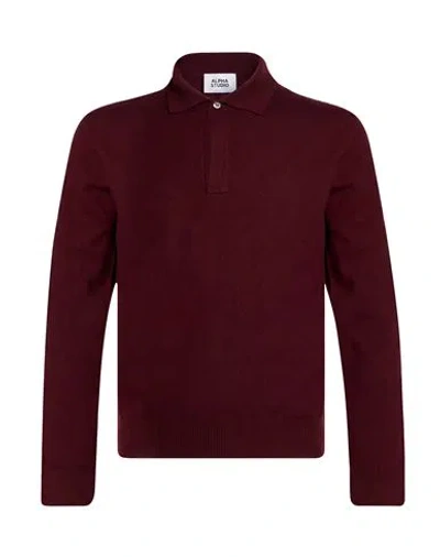 Alpha Studio Man Sweater Burgundy Size 42 Geelong Wool