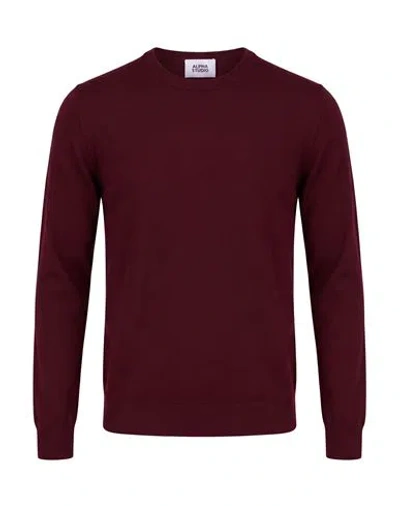 Alpha Studio Man Sweater Brick Size 44 Merino Wool In Burgundy