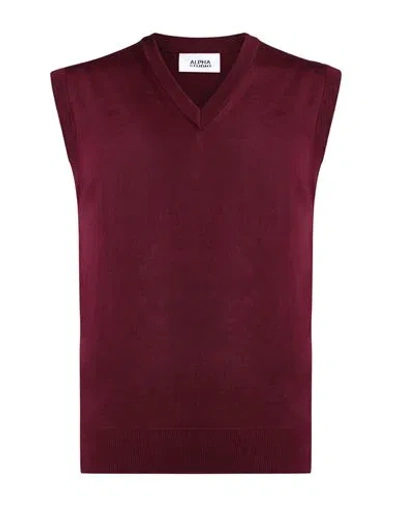 Alpha Studio Man Sweater Burgundy Size 44 Merino Wool In Red