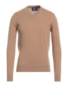 Alpha Studio Man Sweater Camel Size 36 Geelong Wool In Beige