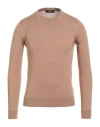 Alpha Studio Man Sweater Camel Size 44 Wool In Beige