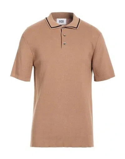 Alpha Studio Man Sweater Camel Size 40 Cotton In Brown