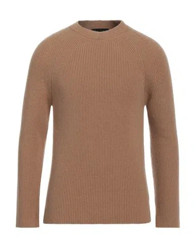 Alpha Studio Man Sweater Camel Size 40 Wool, Cashmere In Beige