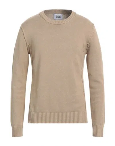 Alpha Studio Man Sweater Camel Size 40 Wool, Cashmere In Beige