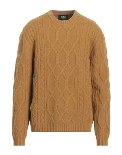 Alpha Studio Man Sweater Camel Size 42 Alpaca Wool, Polyamide, Cotton, Modal, Elastane In Brown