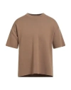 Alpha Studio Man Sweater Camel Size 42 Merino Wool In Brown
