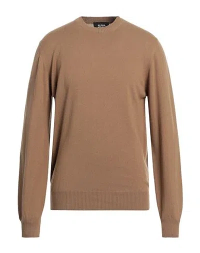Alpha Studio Man Sweater Sand Size 42 Wool In Beige