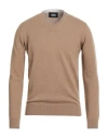 Alpha Studio Man Sweater Camel Size 44 Geelong Wool In Brown