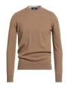Alpha Studio Man Sweater Camel Size 40 Merino Wool