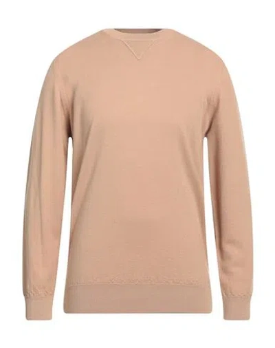 Alpha Studio Man Sweater Camel Size 44 Wool In Beige
